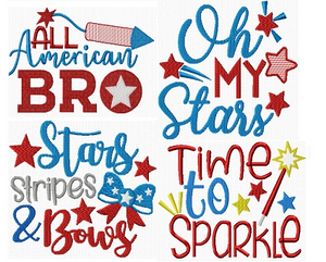 4th of July Embroidered T-shirts