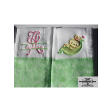 Load image into Gallery viewer, Monogrammed Pea Pod Woodland Animal Burping Cloth Set - Personalization Plaza
