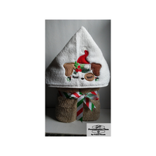 Load image into Gallery viewer, Embroidered Holiday Dog Hooded Towel - Personalization Plaza
