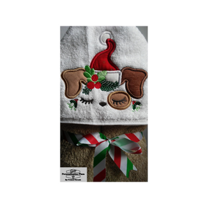 Embroidered Holiday Dog Hooded Towel - Personalization Plaza