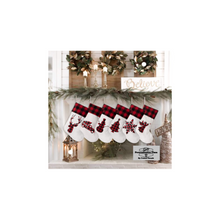Load image into Gallery viewer, Buffalo Plaid Quilted White Embroidered Christmas Stocking - Personalization Plaza