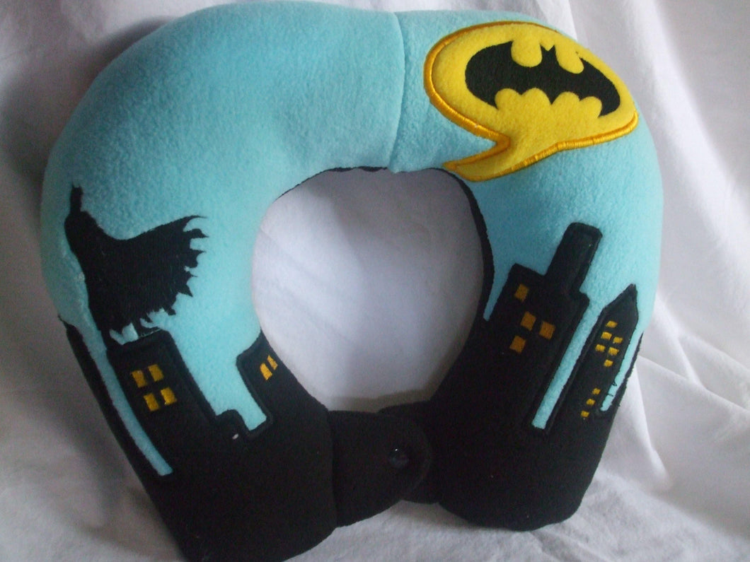 Kid's Superhero Neck Travel Pillow (Gotham City) - Personalization Plaza