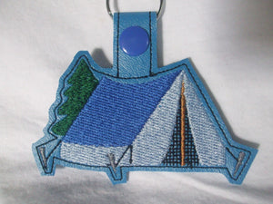 Embroidered Camping Keyring - Personalization Plaza
