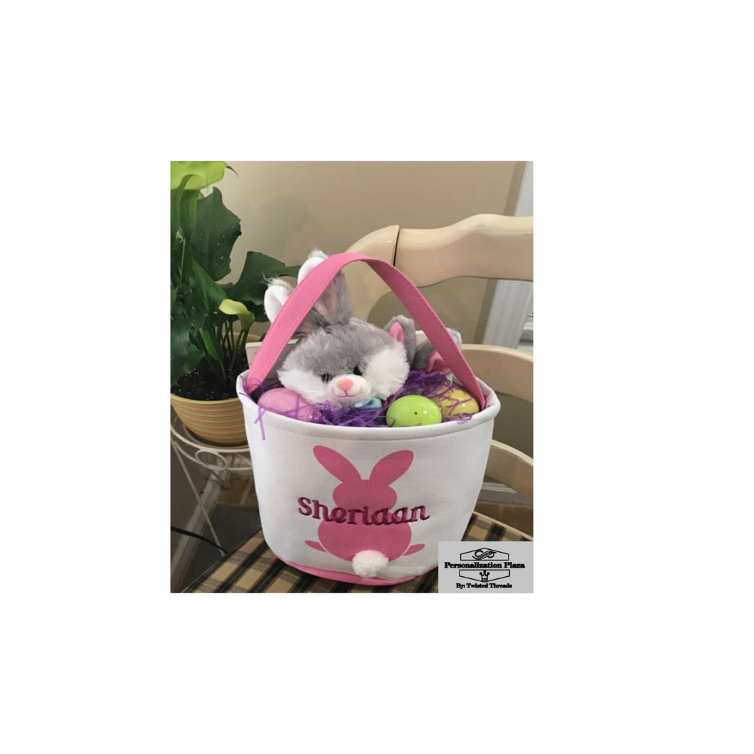 Monogrammed Machine Embroidered Easter Basket - Personalization Plaza