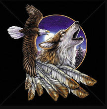 Load image into Gallery viewer, Wolf with Eagle T-shirt, Eagle &amp; Wolf Tee, Native T-shirt, Eagle shirt, Feather shirt, Howling Woff shirt, Flying Eagle - Personalization Plaza