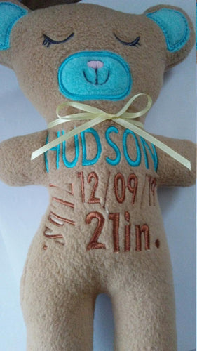 Welcome New Baby Personalized Teddy Bear, Baby Birth Custom Teddy Bear, Birth Announcement Bear, Personalized Teddy Bear, Embroidered Teddy - Personalization Plaza