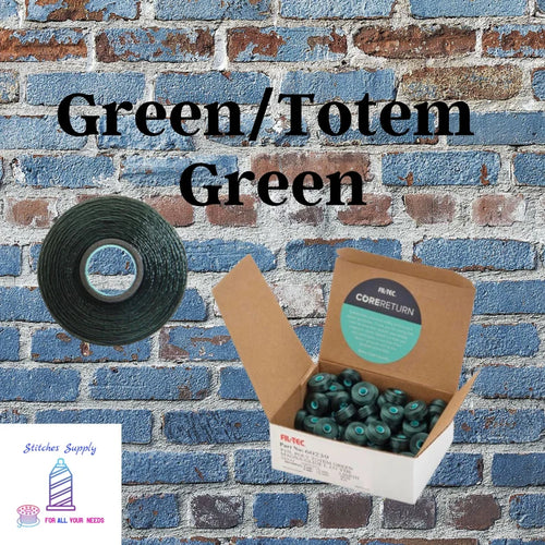 Green Colored Machine Embroidery Bobbins, Totem Green Fil-Tec Magnetic Bobbins Made in USA, Style L: fits Brother & Baby Lock Machines