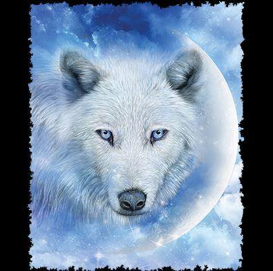 White Wolf With Moon Graphic T-Shirt - Personalization Plaza